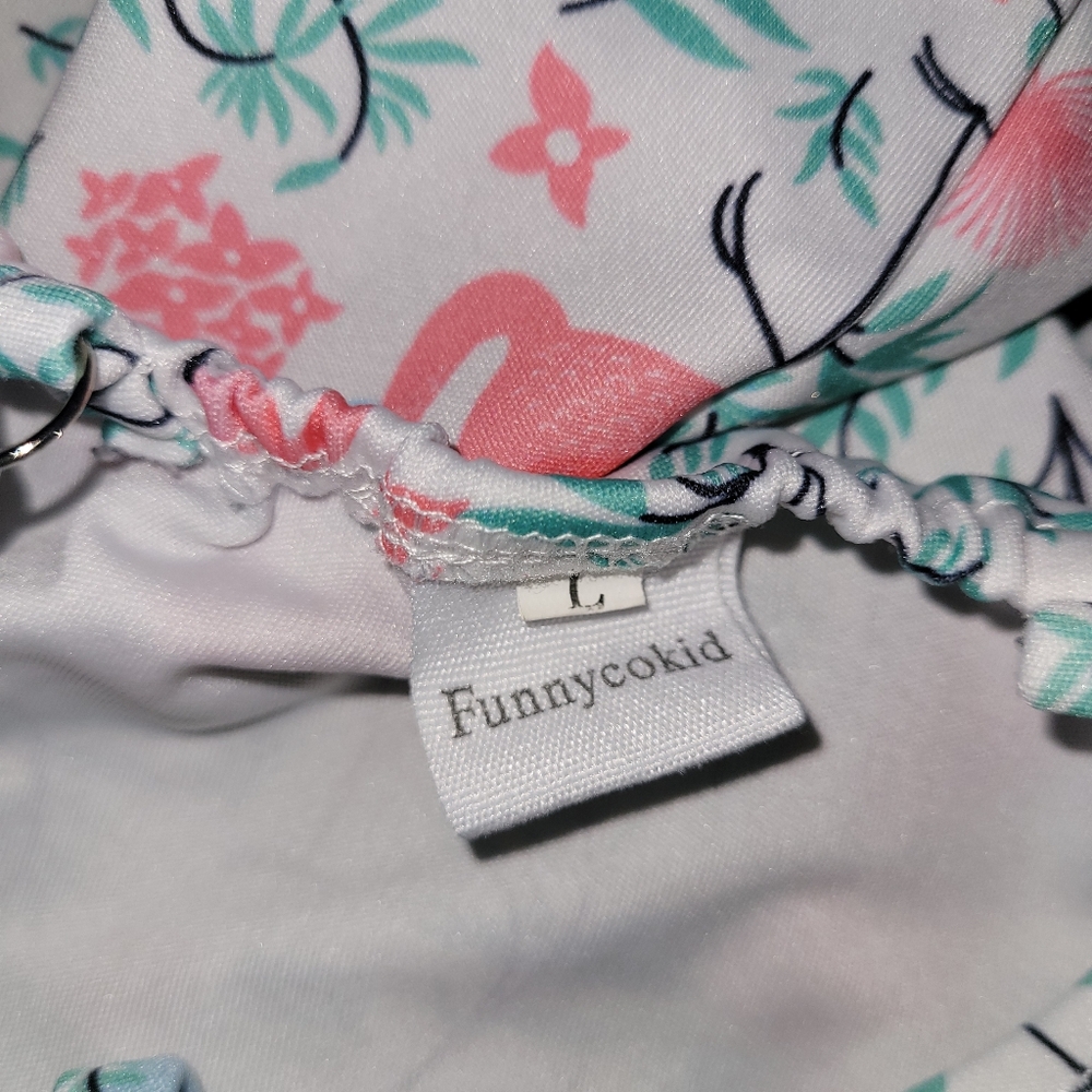 Flamingo Print Sleeveless Dress by Funnycokid, Little Girls Size Large (L) - Picture 3 of 5